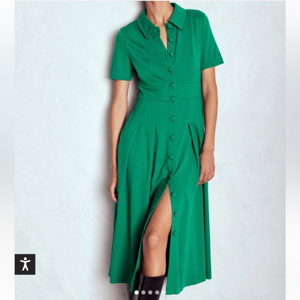 Boden Emerald Green Button-Front Midi Dress - Picture 5 of 13